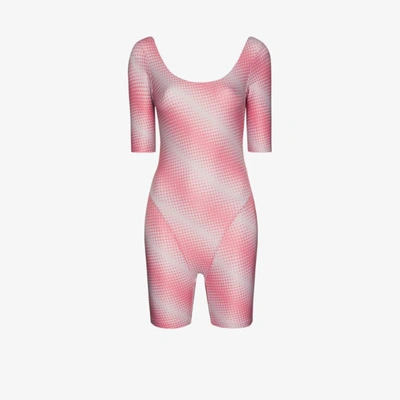 Shop Maisie Wilen Diagonal Print Bodysuit In Pink