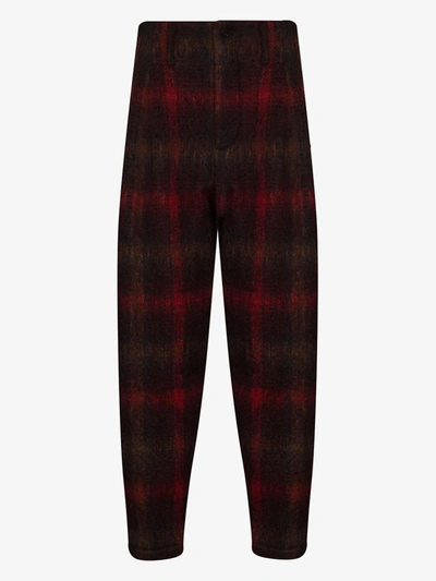 Shop Nicholas Daley Checked Relaxed Fit Trousers In Red