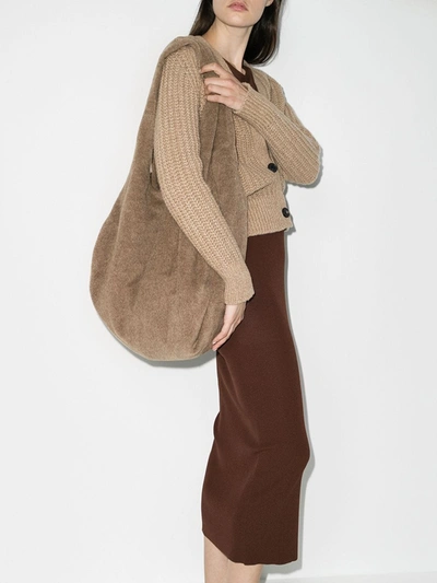 Shop Lauren Manoogian Grey Large Wool Shoulder Bag
