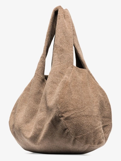 Shop Lauren Manoogian Grey Large Wool Shoulder Bag