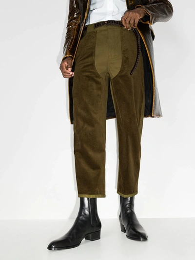 Shop Haider Ackermann Beaumont Cropped Cotton Trousers In Green