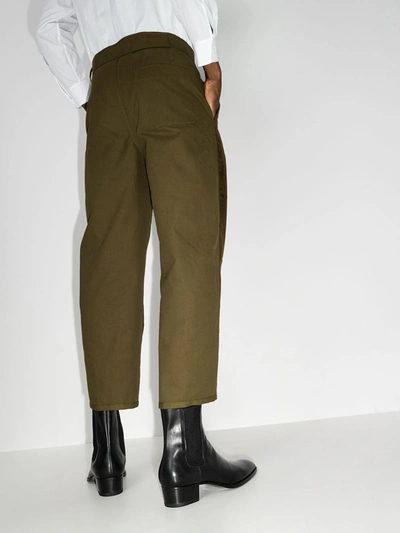 Shop Haider Ackermann Beaumont Cropped Cotton Trousers In Green