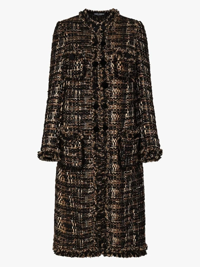 Shop Dolce & Gabbana Bouclé Button-up Coat In Brown