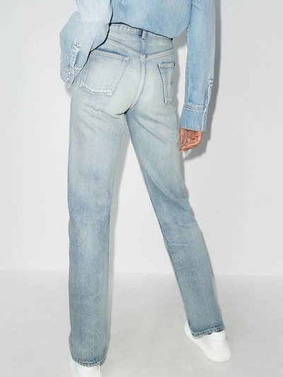 Shop Saint Laurent Blue High Waist Straight Leg Jeans