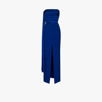 Shop Solace London Blue Harlow Sash Evening Gown