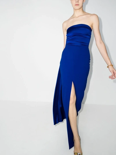 Shop Solace London Blue Harlow Sash Evening Gown