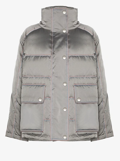 Shop Angel Chen Silver High Neck Puffer Jacket