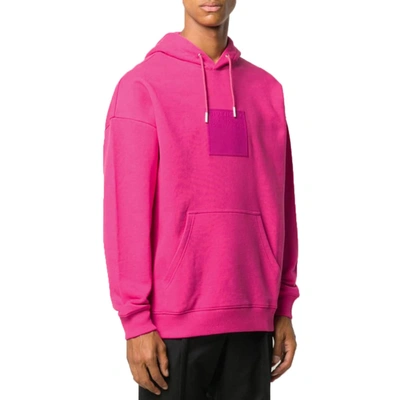 Shop Givenchy Logo Square Patch Hoodie In Fuchsia