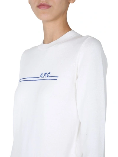 Shop Apc "eponyme" Sweater In White