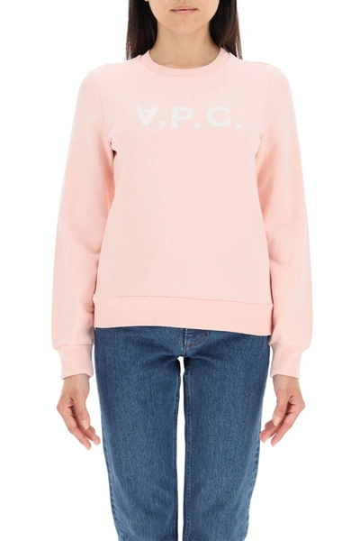 Shop Apc A.p.c. Sweatshirt Logo In Rose Pale