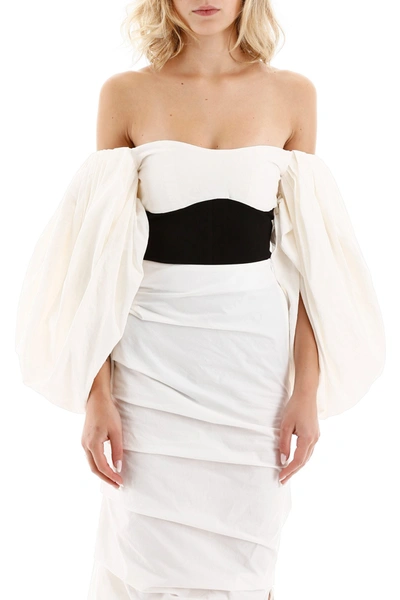 Shop A.w.a.k.e. Mode Two-tone Bodysuit Top In Black White