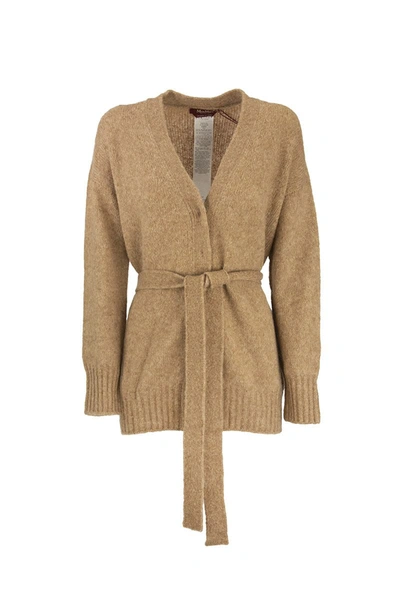 Shop Max Mara Maxmara Alain Wool And Alpaca Knit Cardigan In Beige