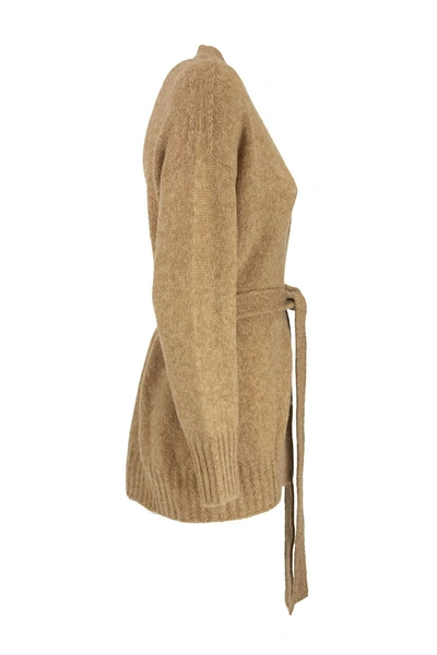 Shop Max Mara Maxmara Alain Wool And Alpaca Knit Cardigan In Beige