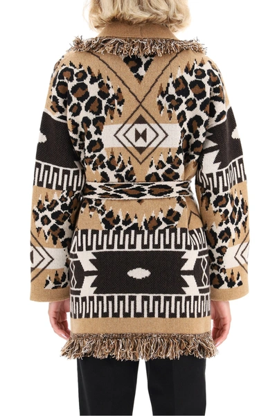 Shop Alanui Icon Leopard Cardigan In Rhum Camel Multicolor