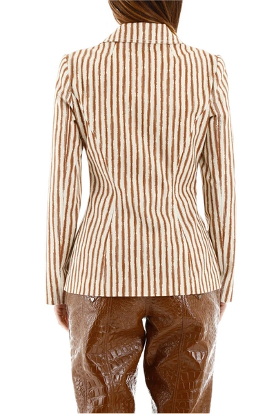 Shop Alberta Ferretti Striped Blazer In Fantasia Avorio 3