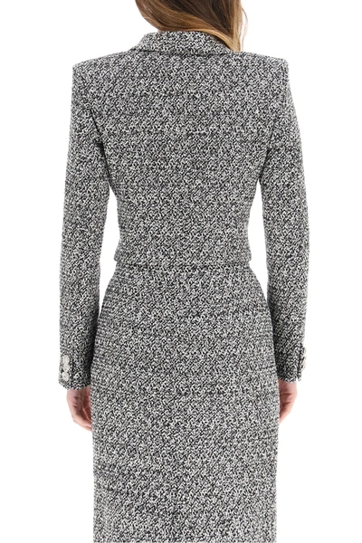 Shop Alessandra Rich Tweed Blazer With Sequins In White Black