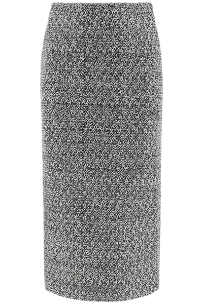 Shop Alessandra Rich Tweed Skirt With Sequins In White Black