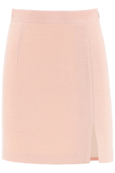 Shop Alessandra Rich Tweed Mini Skirt In Nude