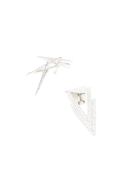 Shop Alessandra Rich Crystal Three Triangles Earrings