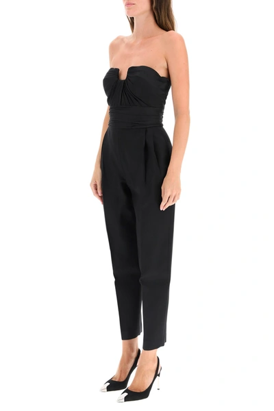 Shop Alexander Mcqueen Bustier Jumpsuit In Black Ivory