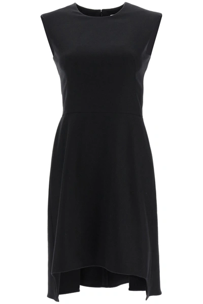 Shop Alexander Mcqueen Asymmetric Wool Mini Dress In Black