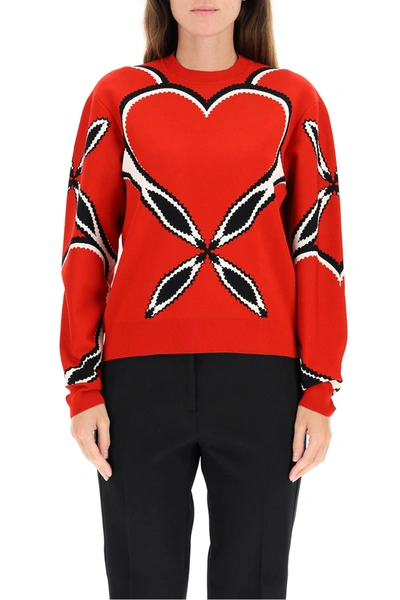 Shop Alexander Mcqueen Love Heart Sweater In Red Black