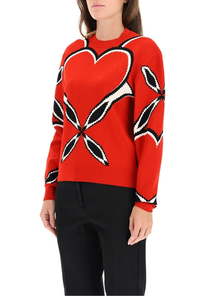 Shop Alexander Mcqueen Love Heart Sweater In Red Black