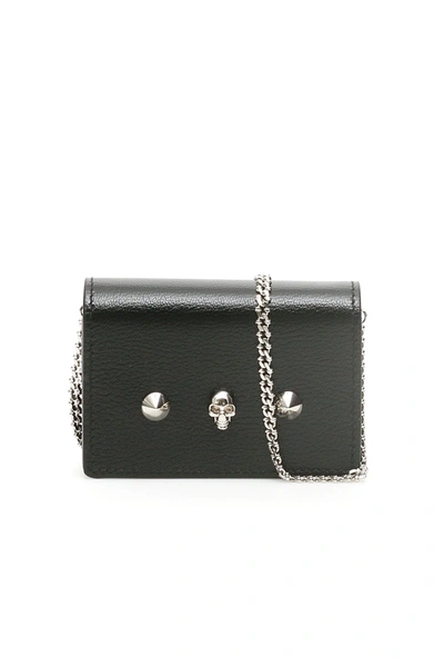 Shop Alexander Mcqueen Card Holder With Skull And Chain In Black