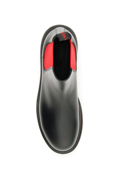 Shop Alexander Mcqueen Chelsea Hybrid Boots In Black Red Black