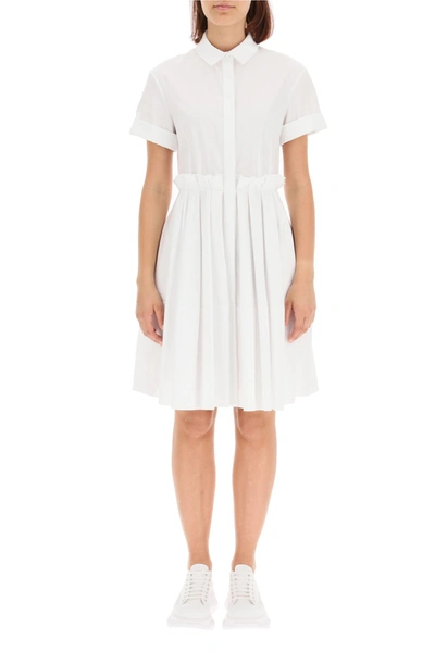 Shop Alexander Mcqueen Cotton Dress In Optical White