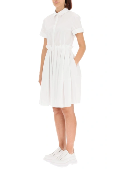 Shop Alexander Mcqueen Cotton Dress In Optical White