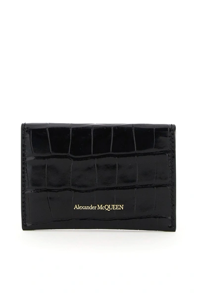 Shop Alexander Mcqueen Envelope Skull Card Holder Pouch In Black