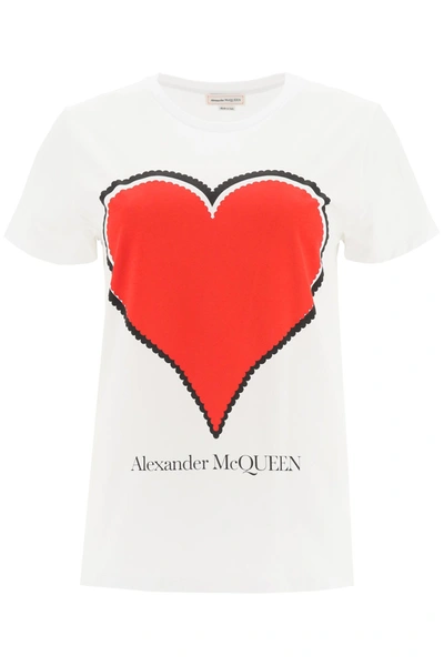 Shop Alexander Mcqueen Heart T-shirt In White