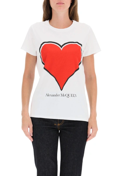 Shop Alexander Mcqueen Heart T-shirt In White