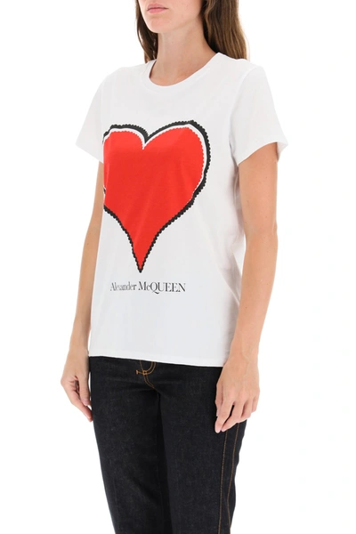 Shop Alexander Mcqueen Heart T-shirt In White