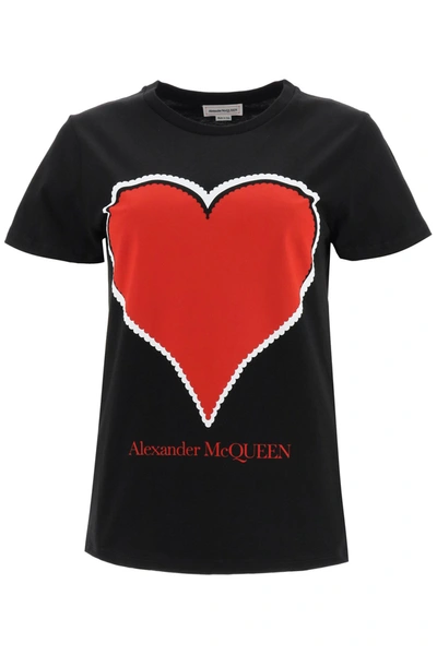 Shop Alexander Mcqueen Heart T-shirt In Black