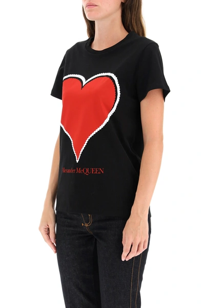 Shop Alexander Mcqueen Heart T-shirt In Black