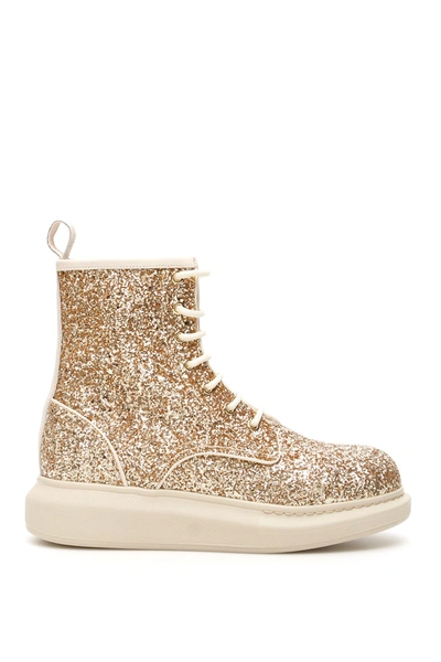 Shop Alexander Mcqueen Hybrid Glitter Ankle Boots In Gold Calico Cal  Ca