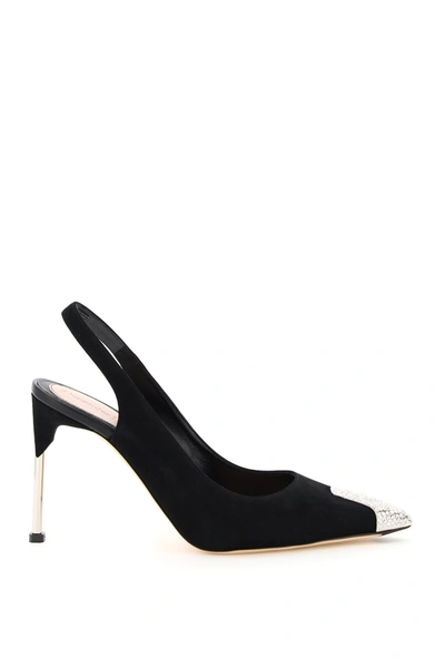 Shop Alexander Mcqueen Pumps With Crystals In Black Silver