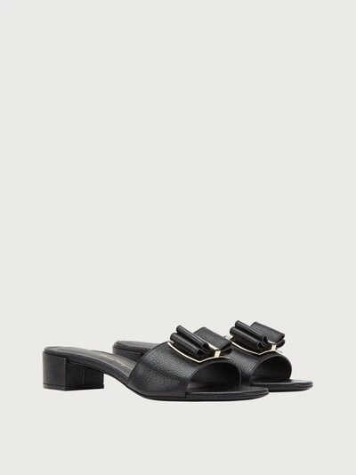 Shop Ferragamo Double Bow Sandal In Black