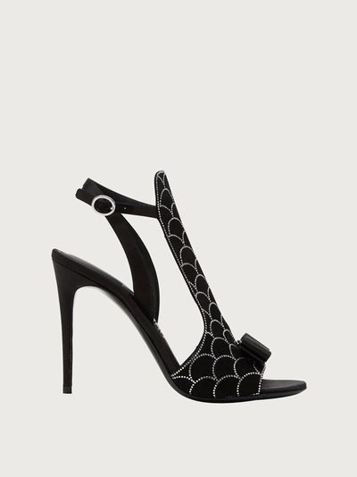 Shop Ferragamo Rhinestone Embellished Sandal In Black