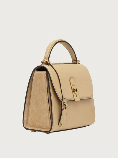 Shop Ferragamo Boxyz Bag Medium In Beige