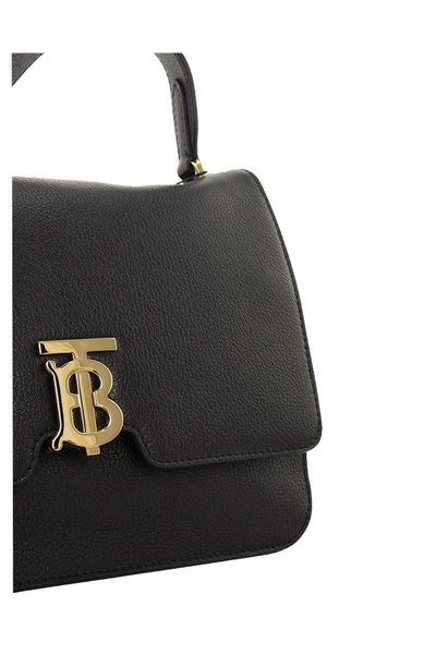 Shop Burberry Alice Medium Grainy Leather Tb Bag In Black