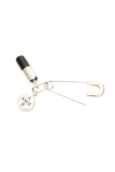 Shop Ambush Pill Charm Piercing Earring In Silver Black