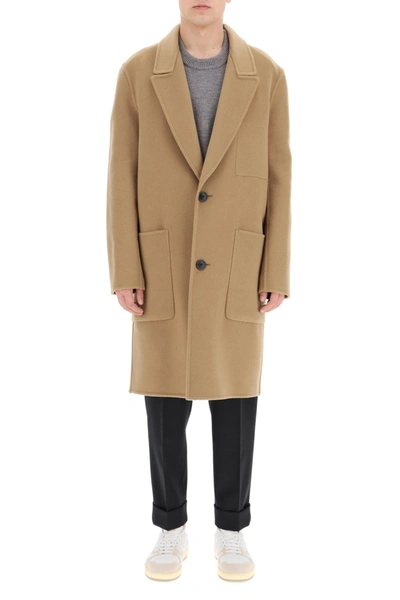 Shop Ami Alexandre Mattiussi Ami Paris Cashmere Coat In Camel