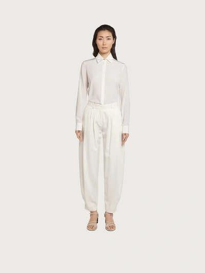 Shop Ferragamo Silk Pants In White