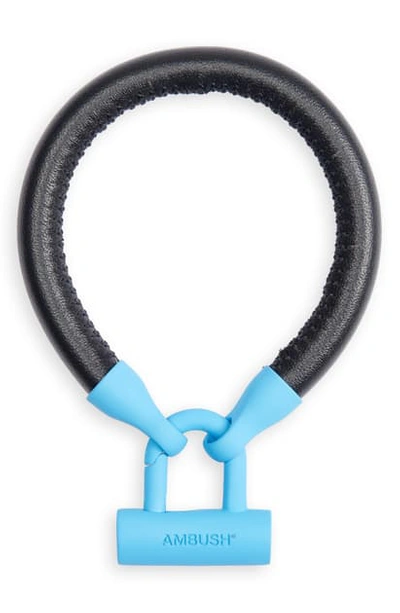 Shop Ambush Bike Lock Leather Bracelet In Blue Black