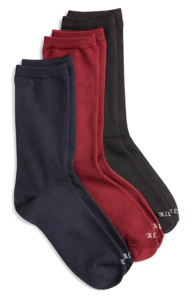 Shop Hue Assorted 3-pack Supersoft Crew Socks In Deep Burgundy/ Navy/ Black