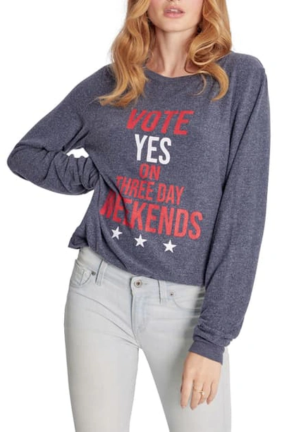 Shop Wildfox Vote Graphic Sweatshirt In Navy Blazer