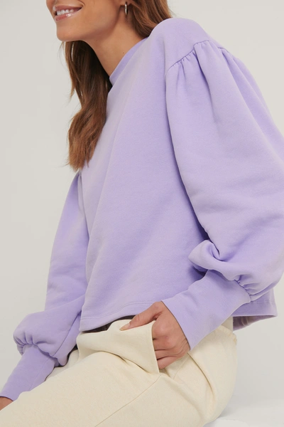 Shop Na-kd Reborn Organic Puff Shoulder Sweatshirt Purple In Lilac